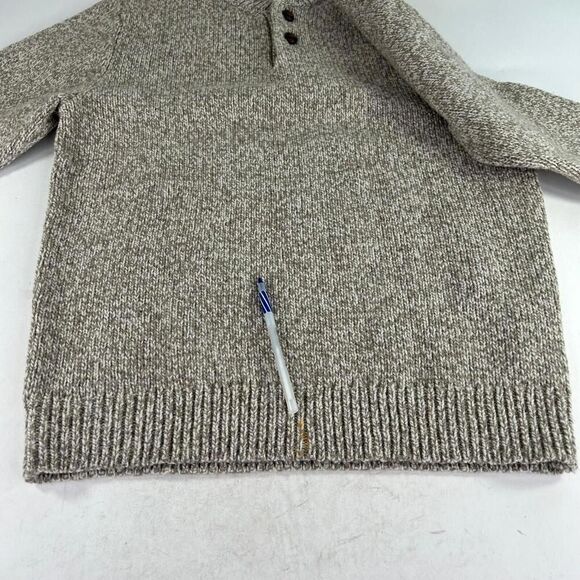 L.L. Bean Mens Lambs Wool Pullover Sweater Siz M Tall 1/4 Button Mock Neck Brown - Picture 9 of 15